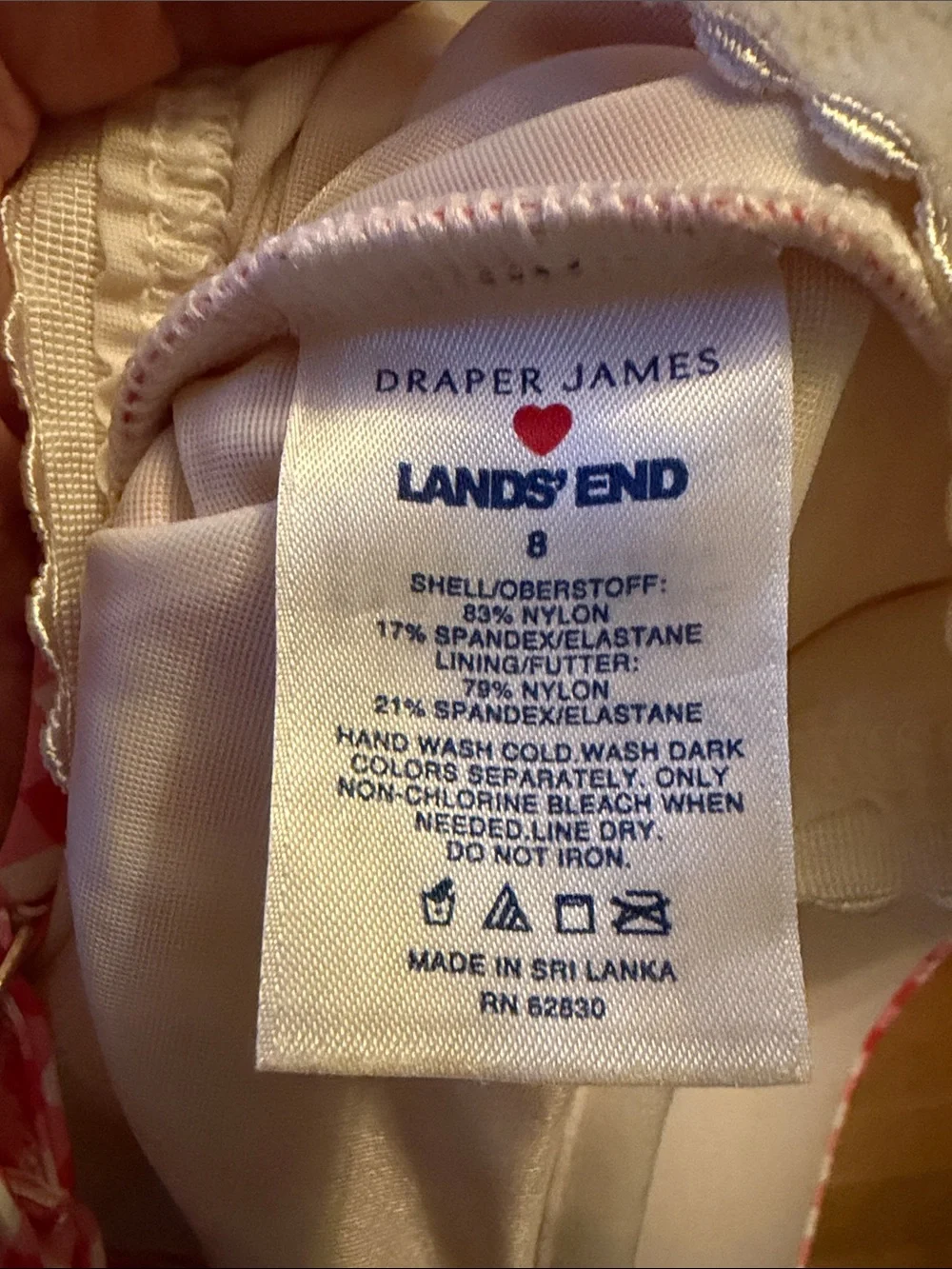 Draper James x Lands End Red and White Gingham One-Piece Swimsuit
